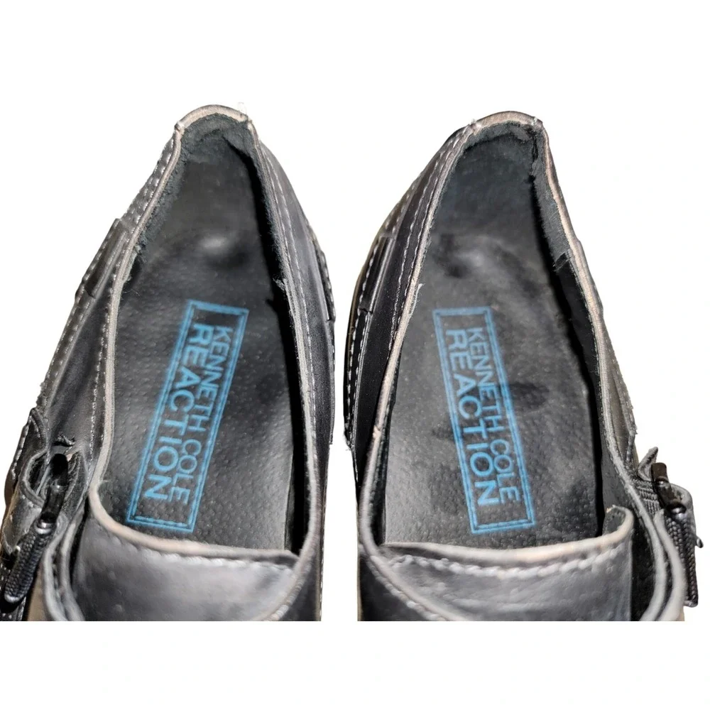 Kenneth Cole Reaction Pin Ball Leather Black‎ Double Monk Strap Shoes Size 10 M